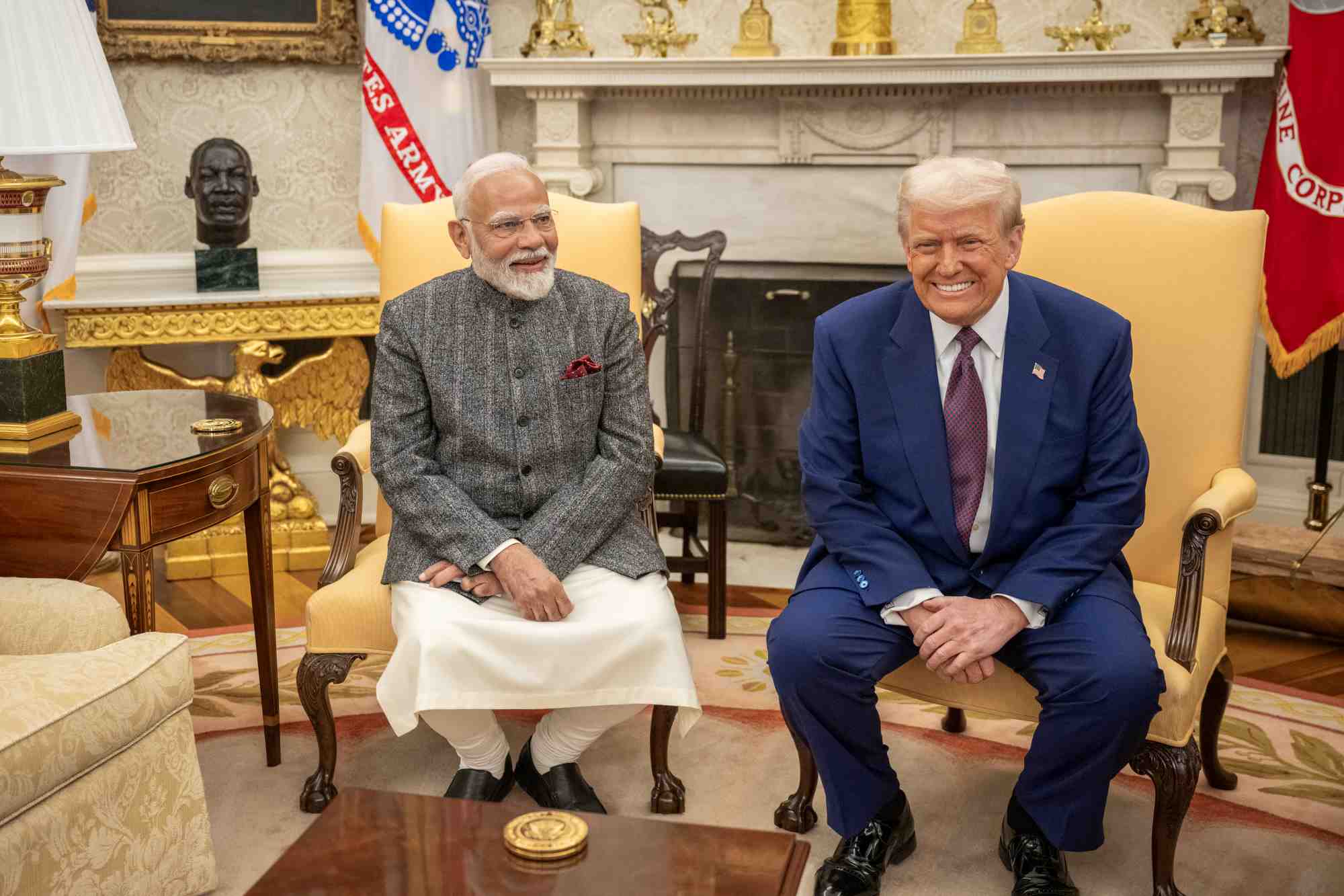 US President Donald Trump receives Indian Prime Minister Narendra Modi at the White House, February 13, 2025. Photo: X/US President