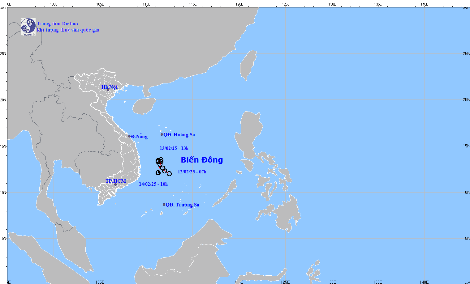 Tin cuoi cung ve ap thap nhiet doi cua Trung tam Du bao khi tuong thuy van quoc gia Viet Nam ngay 14.2.2025