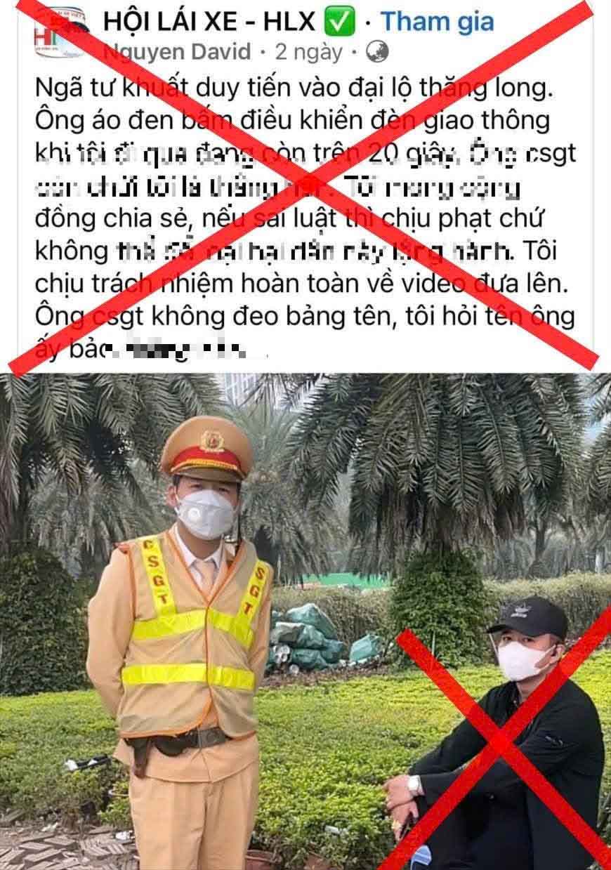 Thong tin dang lan truyen tren mang xa hoi cho rang nguoi dan ong mac ao den co the tu y dieu chinh tin hieu den giao thong la sai su that. Anh chup man hinh