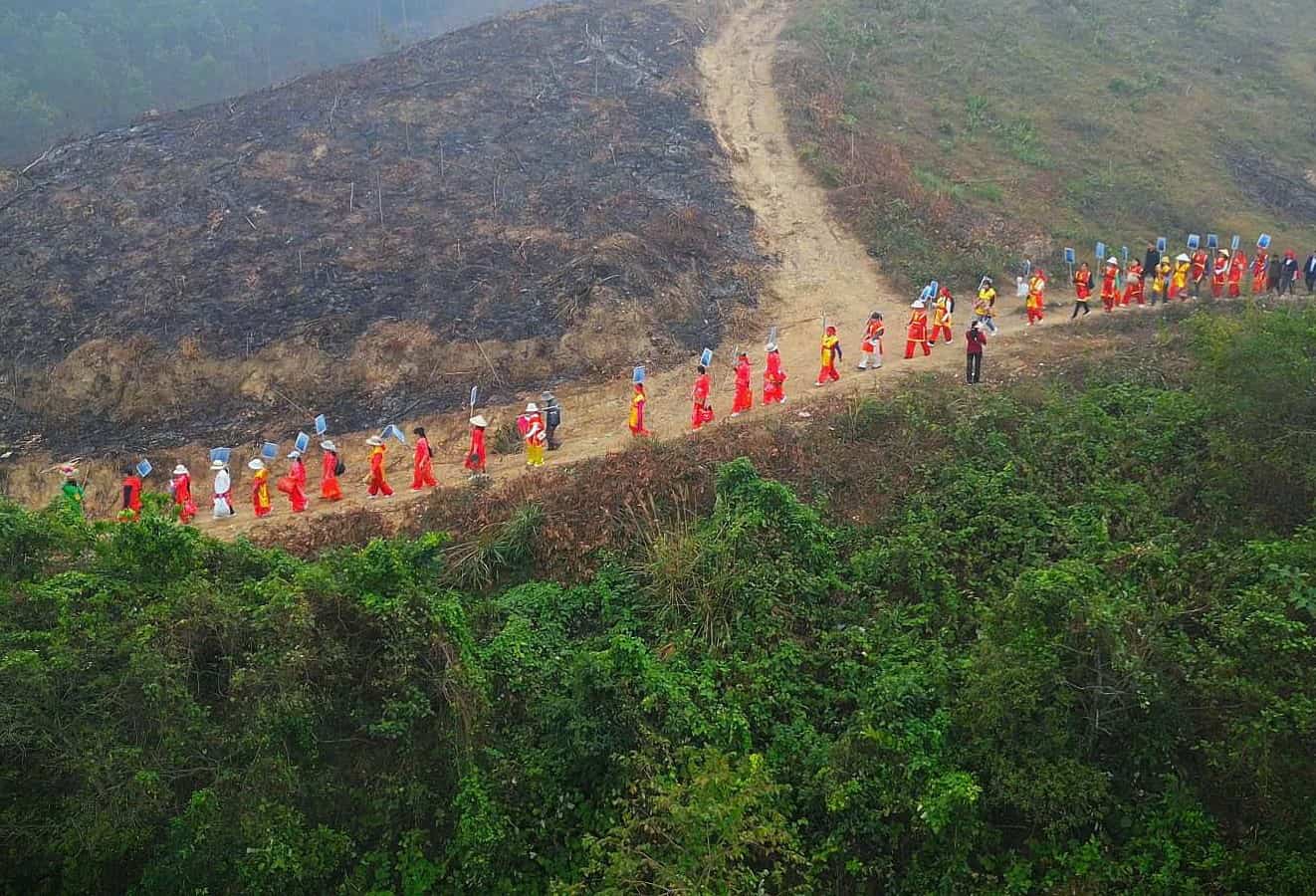 Tu trung tam xa Gia Hung, huyen Gia Vien (Ninh Binh), men theo con duong rung nui lay loi va ram rap cay coi gan chuc cay so moi den hang Cat Dun. Anh: Nguyen Truong