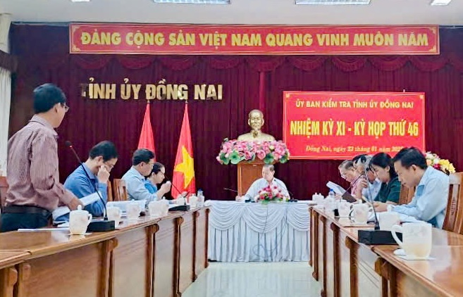 Scene of the 46th session of the Provincial Party Committee's Inspection Committee. Photo: Dong Nai Provincial Party Committee Inspection Committee