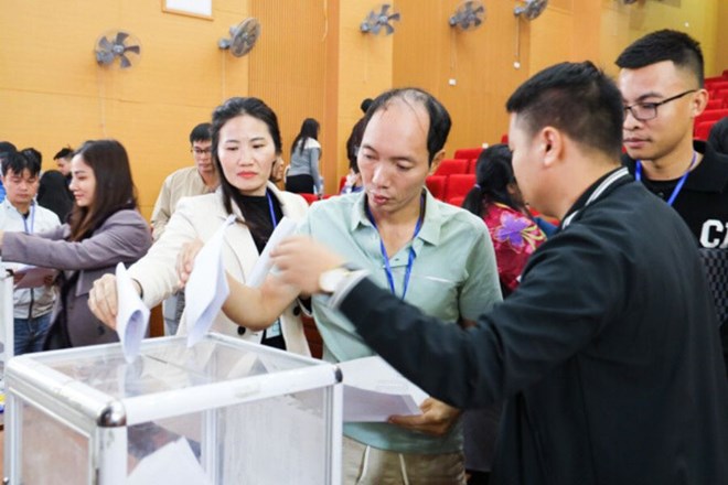 A land auction in Quoc Oai district, Hanoi. Photo: source: Quoc Oai District People's Committee