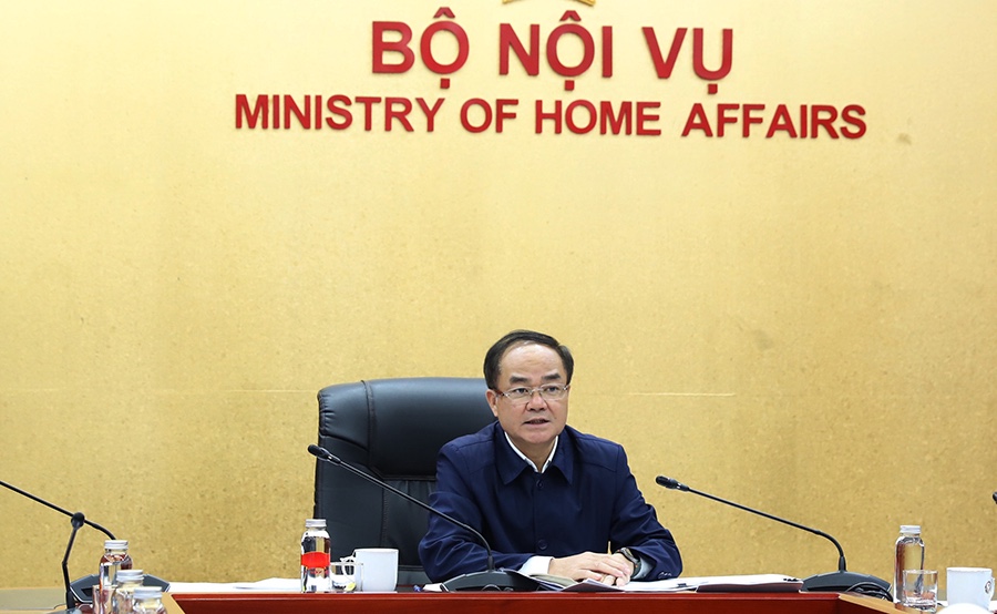 Deputy Minister of Home Affairs Vu Chien Thang spoke at the meeting. Photo: Ministry of Home Affairs