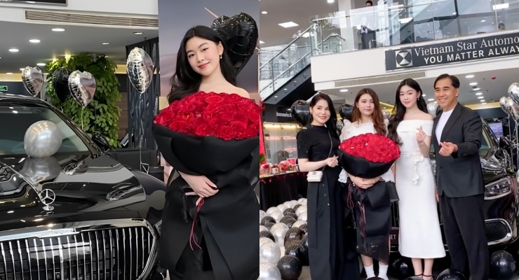 Quyen Linh congratulated her daughter on buying a new car. Photo cut from clip