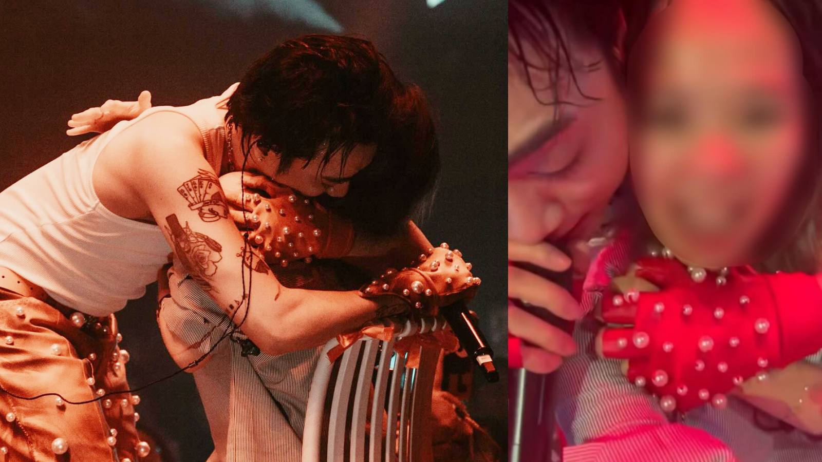 The intimate actions of Soobin Hoang Son and female fans. Photo: Cut from video