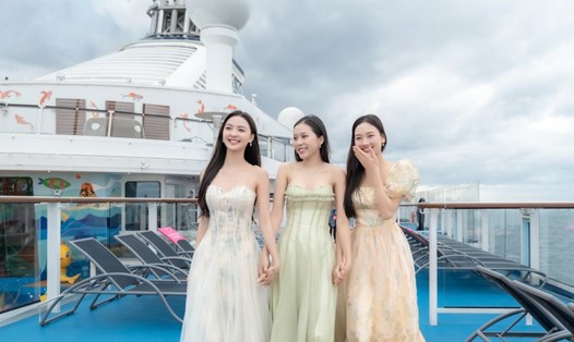 Top 3 Hoa hậu Quốc gia Việt Nam đi du thuyền 5 sao. Ảnh: BTC