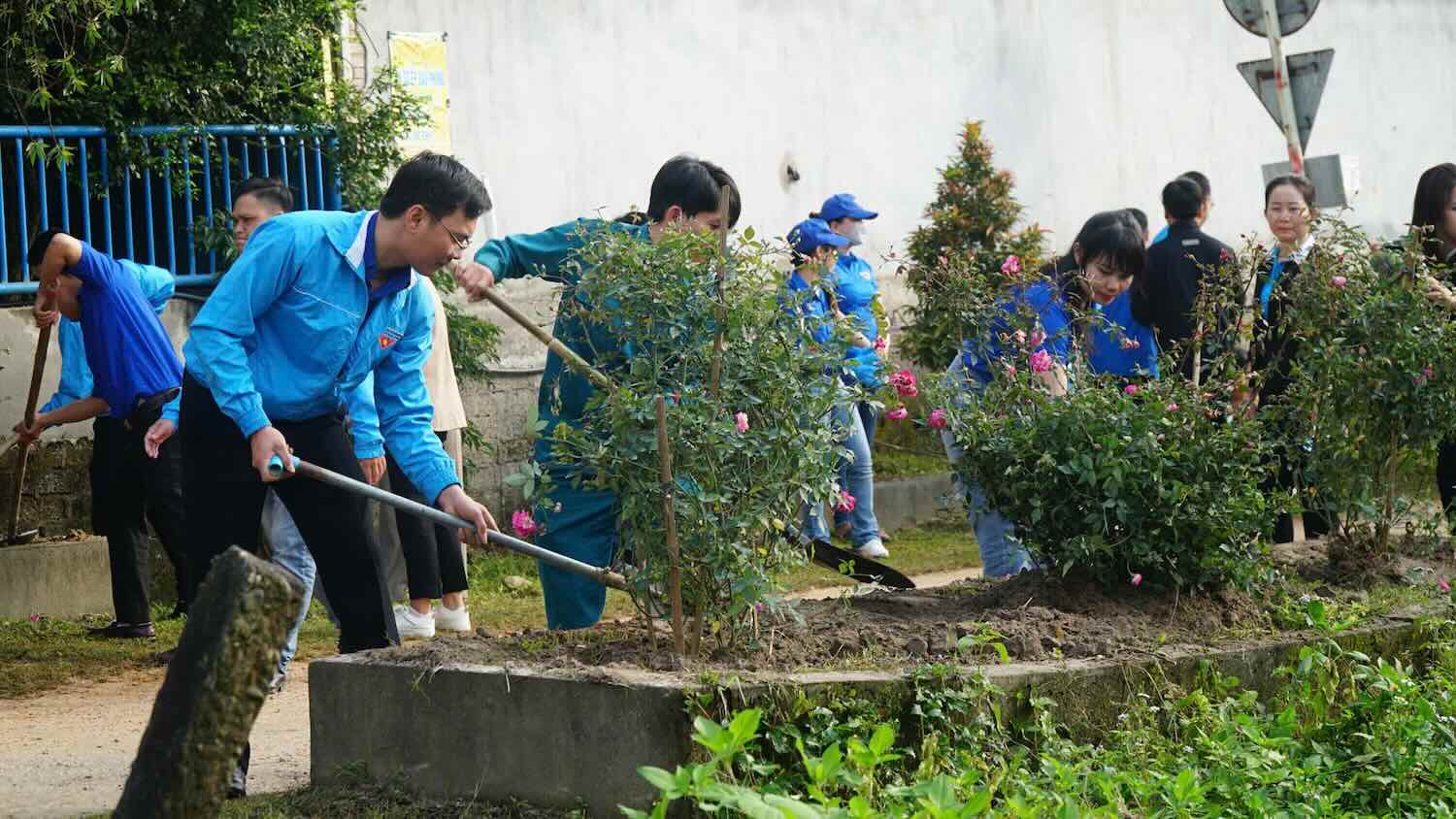 Many youth union members participated in the "Green Sunday" Program. Photo: M. Nguyen.
