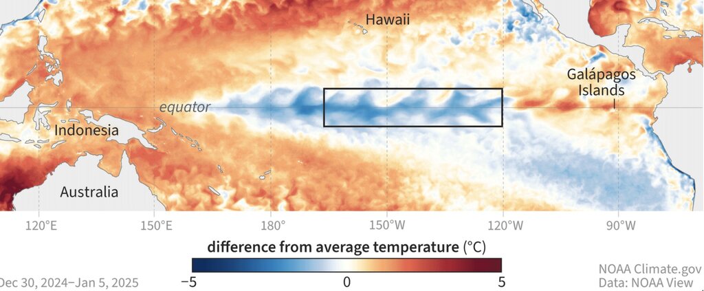 Cac nha du bao thoi tiet canh bao ve nguy co La Nina kep trong nam 2025. Anh: NOAA