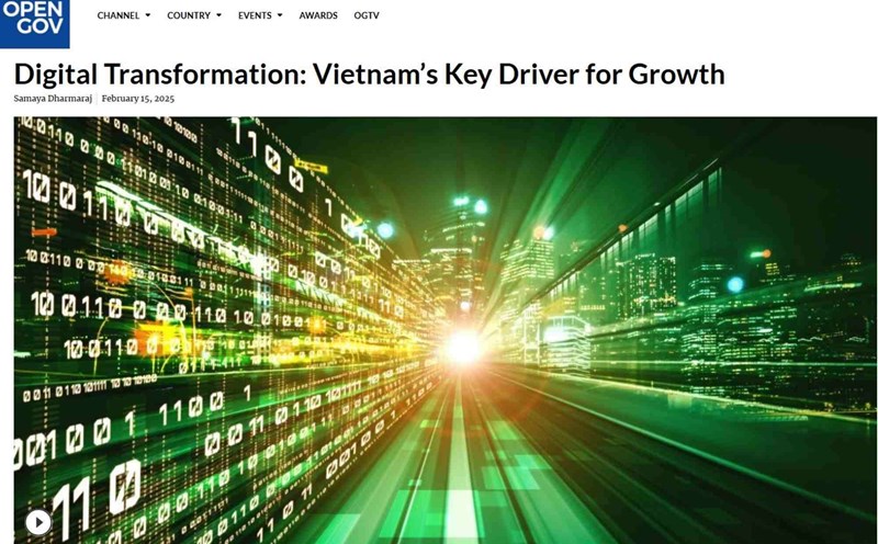 Article on the opengovasia website about Vietnam's digital transformation. Screenshot