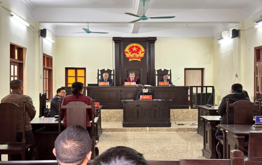 Phiên tòa diễn ra tại huyện Kim Thành. Ảnh: Viện Kiểm sát Nhân dân tỉnh Hải Dương