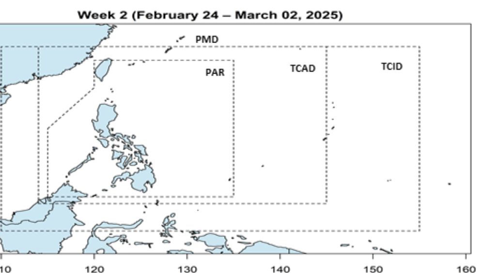 Du bao khong co ap thap, bao gan Bien Dong tu ngay 17.2 den 2.3.2025. Anh: PAGASA