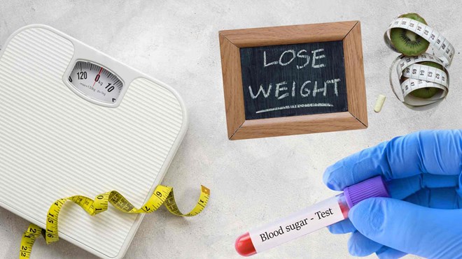 Suggestions for foods and eating habits help people with high blood sugar lose weight safely. Graphics: Huyen Trang