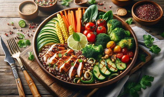 Bổ sung thực phẩm giàu protein vào bữa ăn sẽ giúp những người ít vận động đảm bảo nhu cầu dinh dưỡng và hỗ trợ sức khỏe cơ bắp. Ảnh - AI: Hữu Vũ