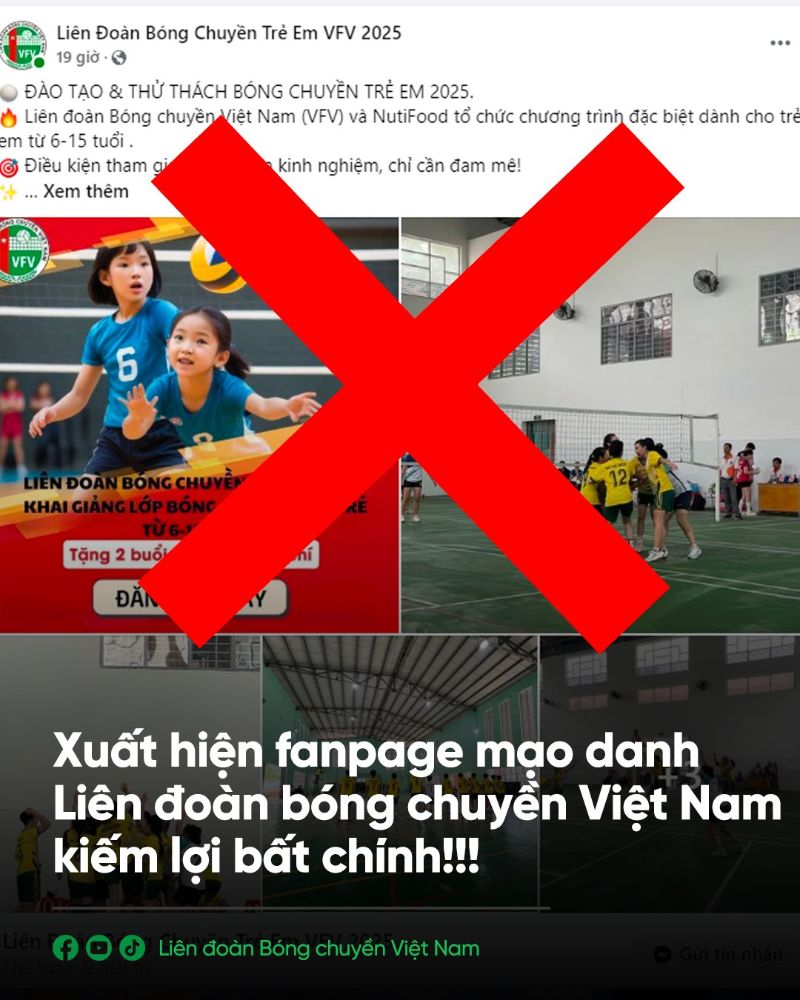 Fanpage Lien doan bong chuyen Viet Nam bi mao danh. Anh: VFV