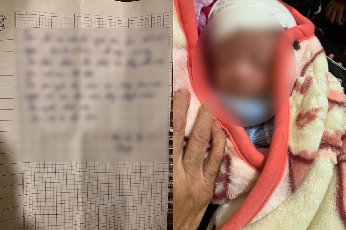 The baby was abandoned with a handwritten letter. Photo: Provided by the people