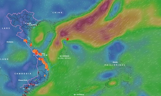 Vị trí của bão số 9 Man-yi ngày 19.11.2024. Ảnh: Hệ thống Giám sát thiên tai Việt Nam