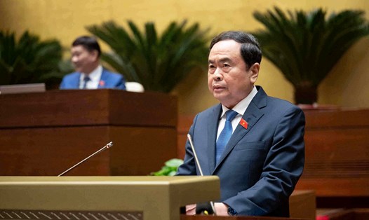 Chủ tịch Quốc hội Trần Thanh Mẫn phát biểu bế mạc Kỳ họp. Ảnh Quochoi.vn