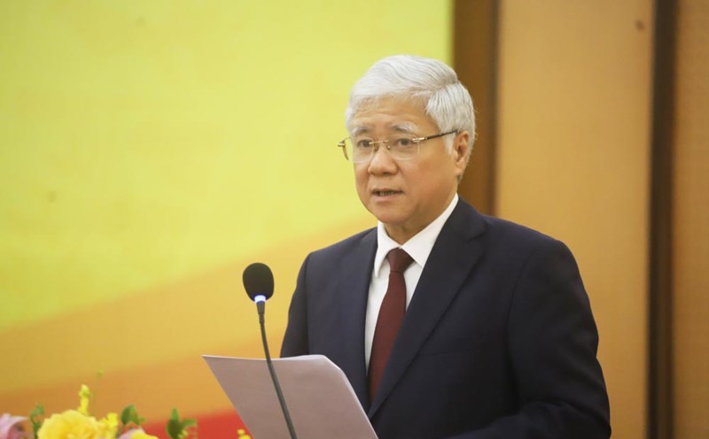 Mr. Do Van Chien - Politburo member, Secretary of the Party Central Committee, Chairman of the Central Committee of the Vietnam Fatherland Front - spoke at the conference. Photo: Pham Dong