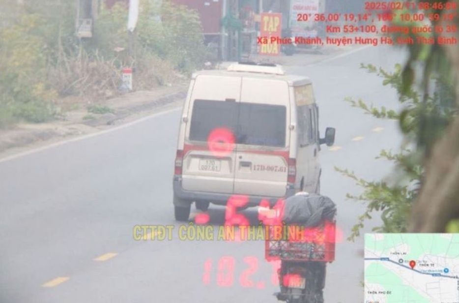 Image of the vehicle violating the speed limit limit for the penalty. Photo: Thai Binh Provincial Police