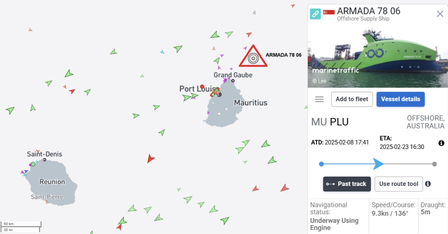 Cuoc tim kiem moi voi MH370 sap dien ra, voi nhung tin hieu ro rang tu chuyen dong cua tau Armada 7806. Anh: Marines Traffic