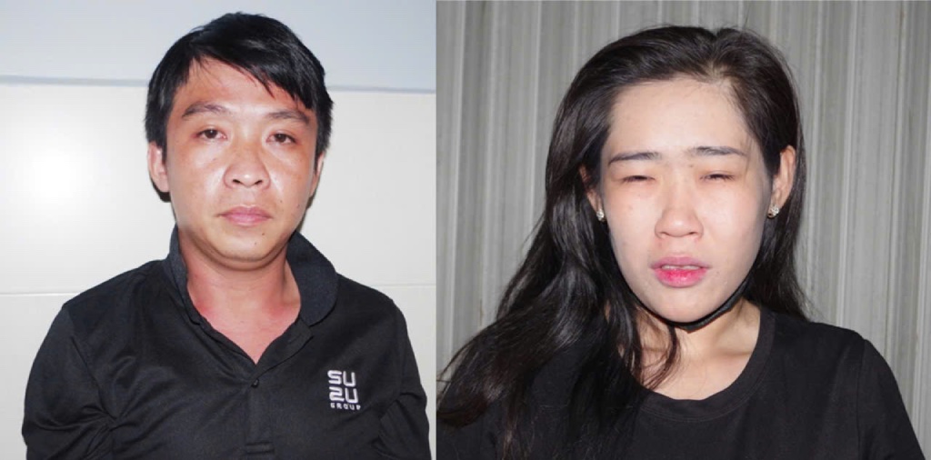 Can Giuoc District Police (Long An Province) has temporarily detained Tran Ngoc Thom and Bui Thanh Thuy to investigate the act of illegal drug trafficking. Photo: Long An Provincial Police