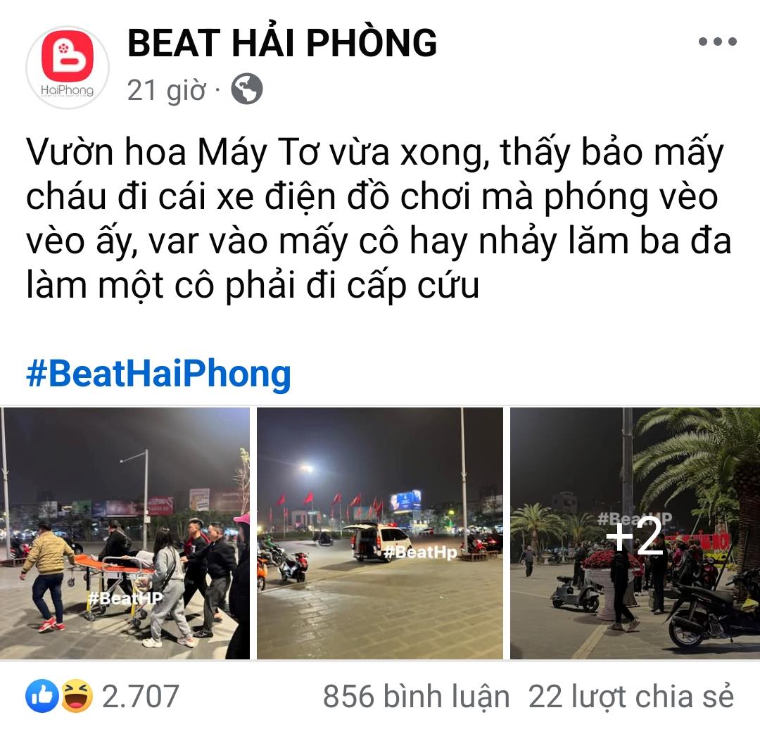 Mang xa hoi lan truyen vu viec mat an toan xe dien tu phat tai vuon hoa Nguyen Trai. Anh chup man hinh