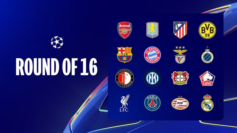 Clubs that have qualified for the round of 16 of the Champions League. Photo: UCL