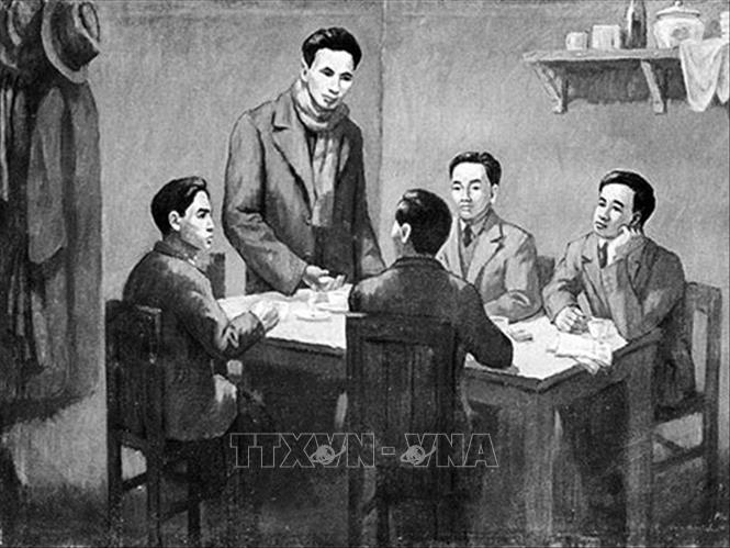 Ngày 3.2.1930, tại Cửu Long (Hồng Kông, Trung Quốc), dưới sự chủ trì của đồng chí Nguyễn Ái Quốc, Hội nghị hợp nhất ba tổ chức cộng sản ở Việt Nam đã diễn ra, thống nhất thành lập Đảng Cộng sản Việt Nam. Ảnh: Tranh tư liệu/TTXVN