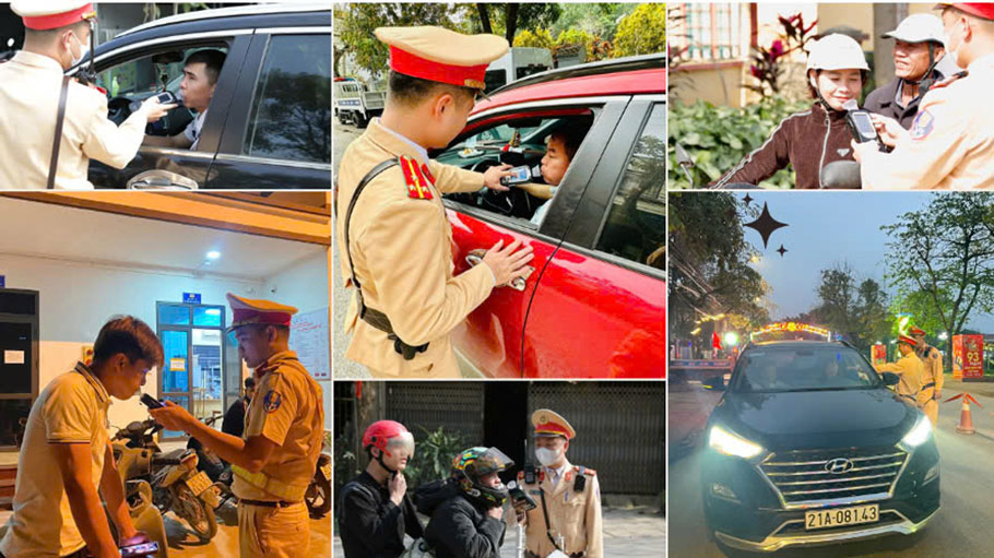 Authorities patrol, control and strictly handle violations of alcohol concentration. Photo: Yen Bai Traffic Police