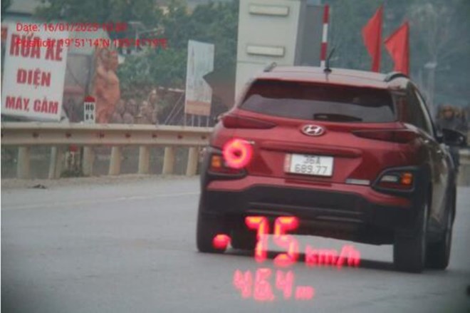 Image of the vehicle violating the speed limit limit for the penalty. Photo: Thanh Hoa Police