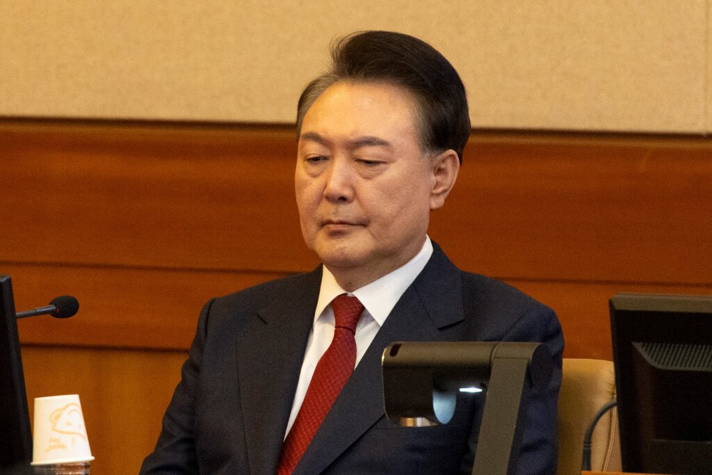 South Korean President Yoon Suk Yeol at an impeachment hearing on February 13. Photo: AFP