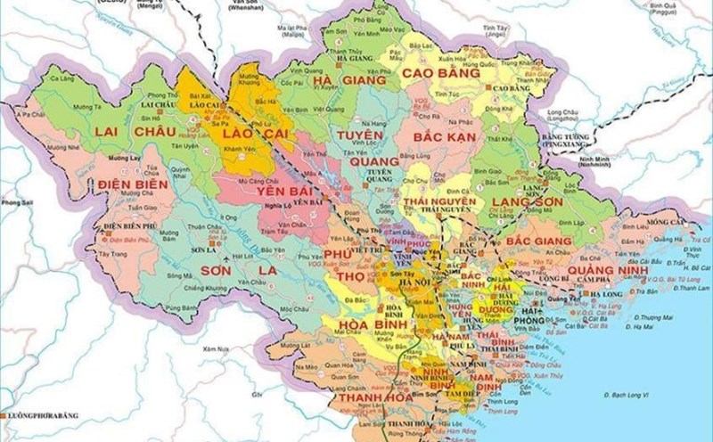 Study the orientation of merging a number of provincial-level administrative units. In the photo is a map of the Northern provinces. Photo: bandohanhchinh.com