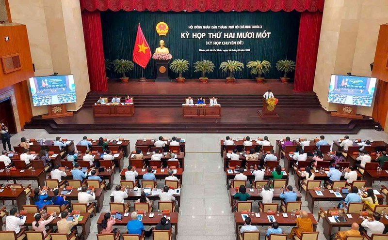 Overview of the 21st session (special session) of the 10th term Ho Chi Minh City People's Council on the afternoon of February 20. Photo: Minh Quan