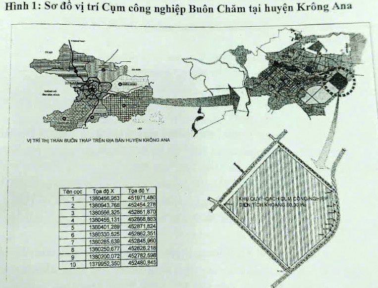 Diagram of the planning location of Buon Cham Industrial Cluster in Krong Ana district. Photo: Hoanh Son