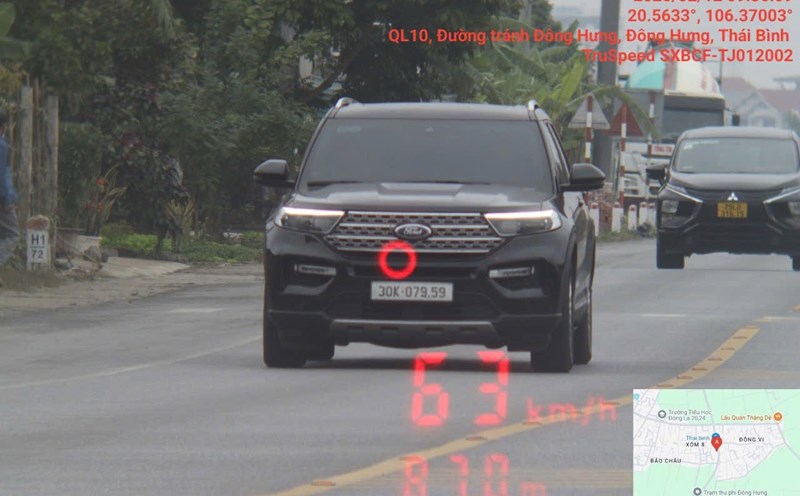 Image of the vehicle violating the speed limit. Photo: Thai Binh Provincial Police