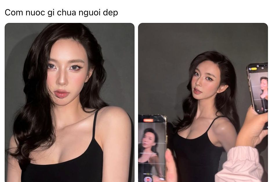 Hoa hau Thuy Tien bat trend “com nuoc gi chua nguoi dep“. Anh chup man hinh