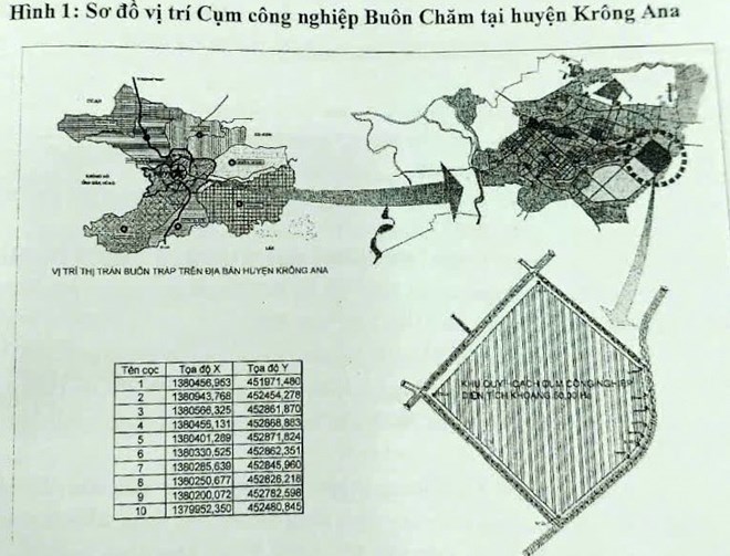 So do quy hoach vi tri Cum cong nghiep Buon Cham tai huyen Krong Ana. Anh: Hoanh Son 