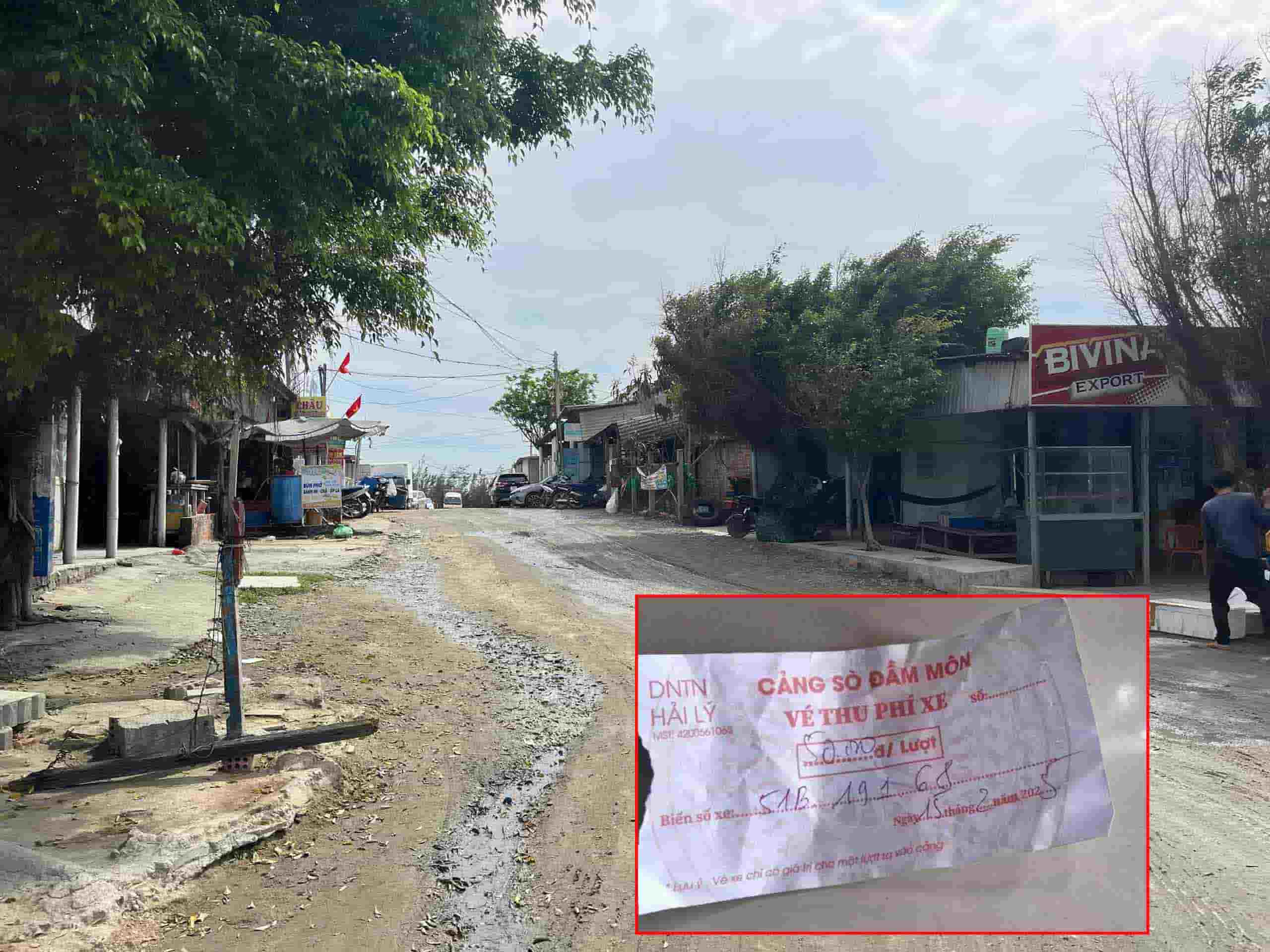 Nhiều tài xế bức xúc trước việc thu phí xe tại cảng sò Đầm Môn ở Khánh Hòa. Ảnh: Hữu Long
