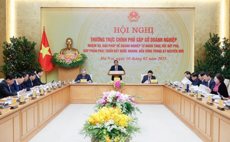 Government Standing Committee Conference to meet with enterprises. Photo: Nhat Bac