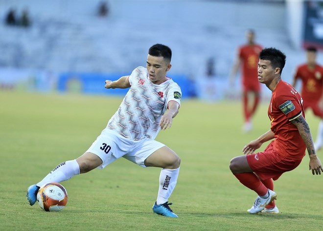 Hong Linh Ha Tinh visited Hai Phong in round 14 of V.League. Photo: HTFC