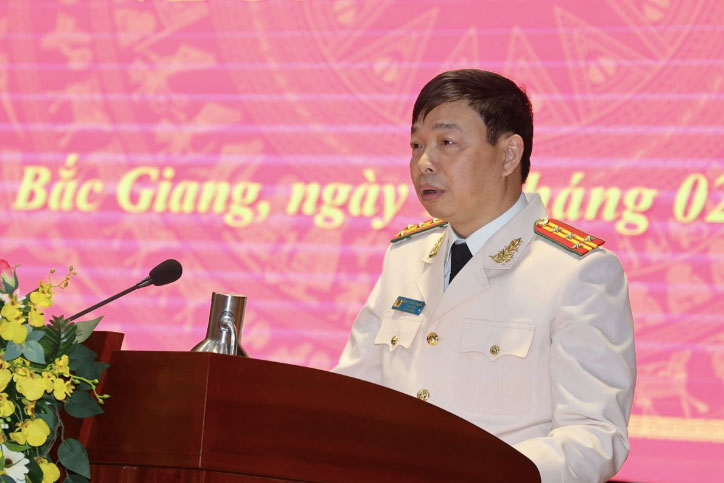 Colonel Nguyen Quang Vinh spoke after receiving the appointment decision. Photo: Ministry of Public Security