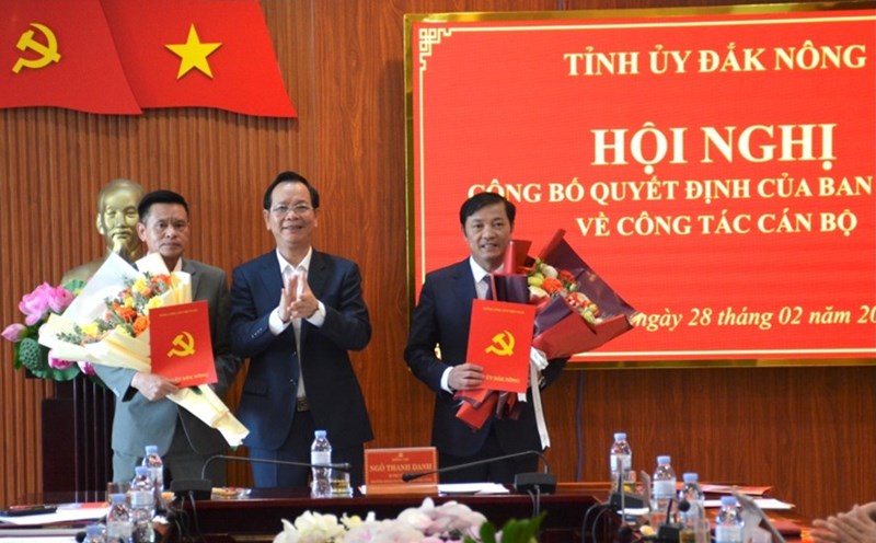 The Dak Nong Provincial Party Committee announced the decisions of the Secretariat on personnel work. Photo: tinhuy.daknong.gov.vn