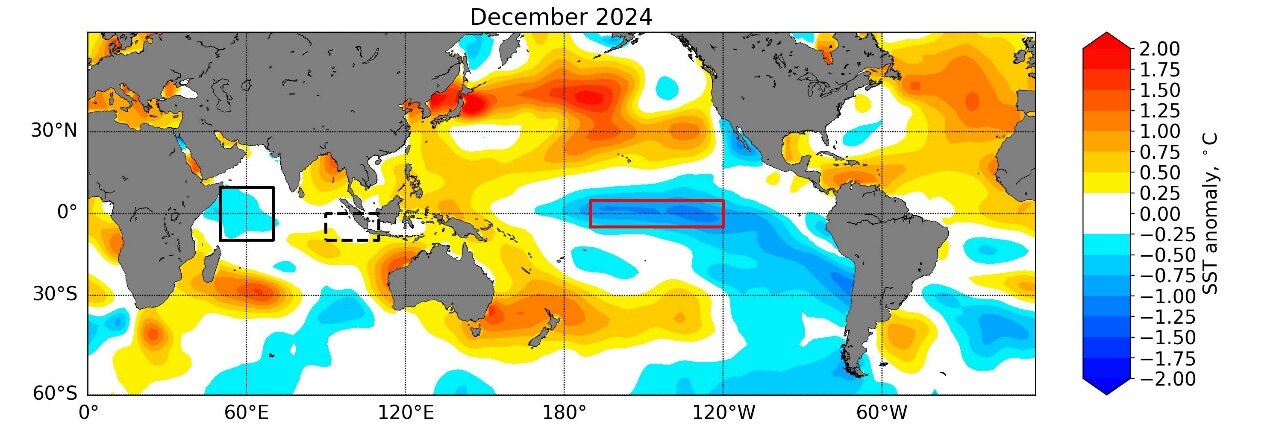 La Nina xuat hien tren toan cau tu thang 12.2024. Anh: Weather.gov.sg