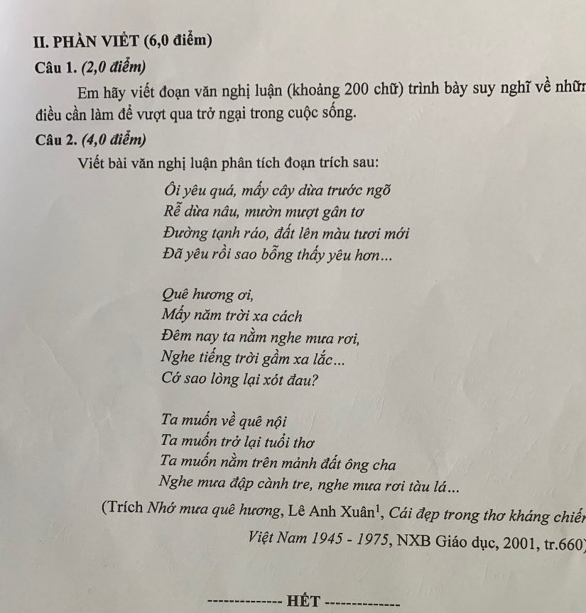 De thi chinh thuc mon Ngu van vao lop 10 tinh Phu Tho nam 2025. Anh: Minh Chau