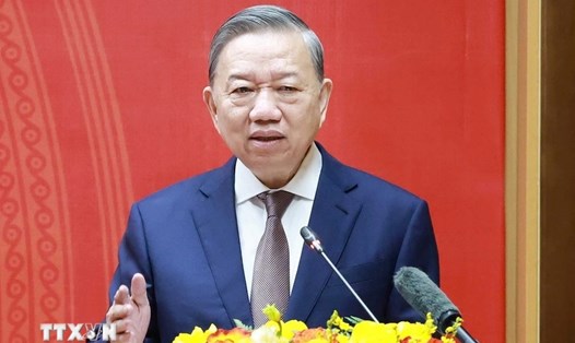 Tổng Bí thư Tô Lâm phát biểu tại buổi làm việc. Ảnh: TTXVN