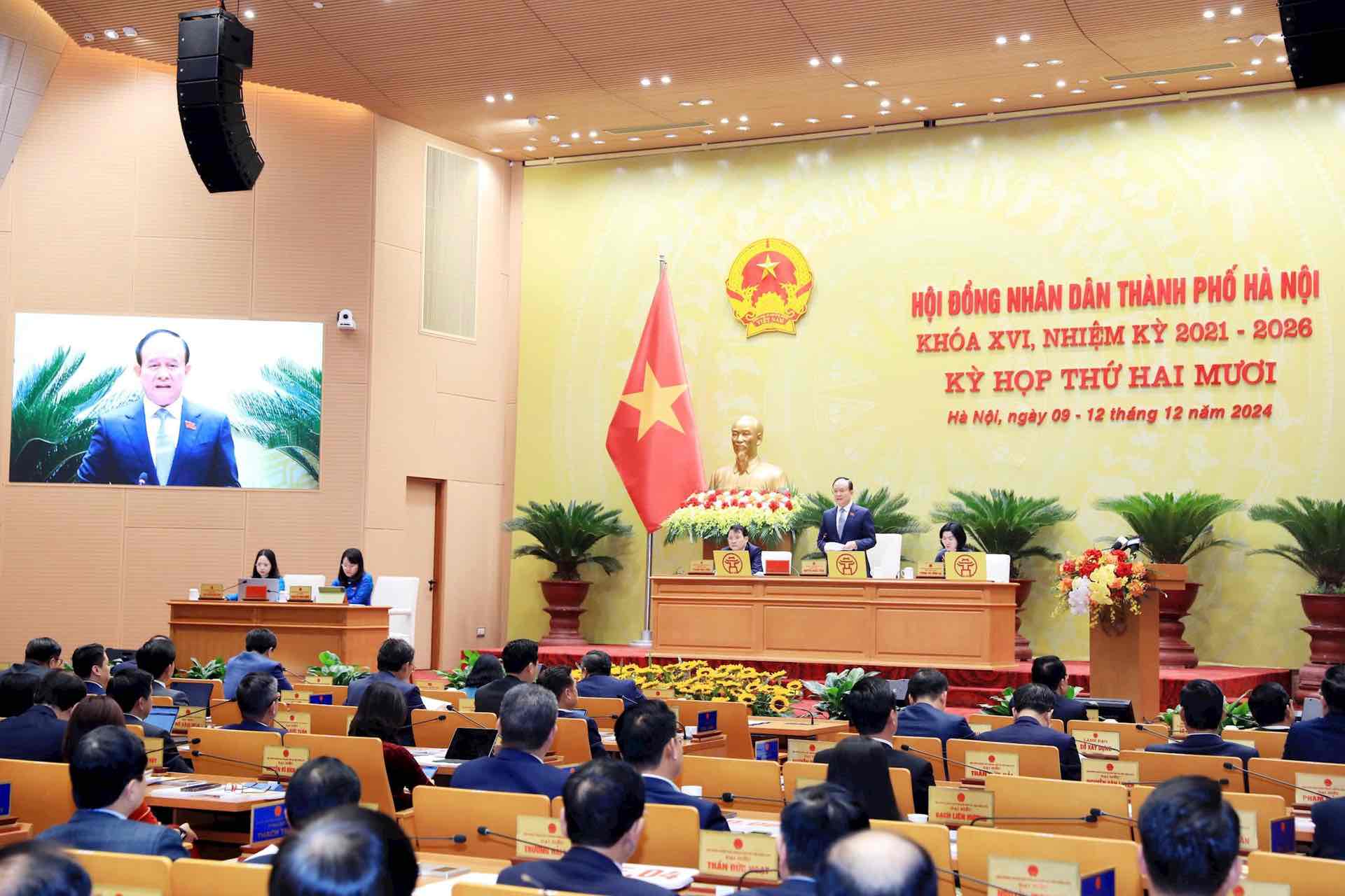 Scene of the 20th session of the Hanoi People's Council. Photo: Hanoi People's Council
