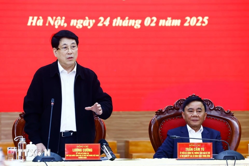President Luong Cuong gave a speech at the Conference. Photo: Lam Khanh/VNA