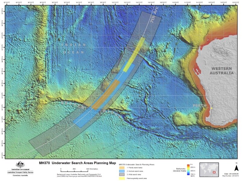  Cuoc tim kiem MH370 dien ra o khu vuc gan vong cung thu 7 o An Do Duong. Anh: Co quan Giao thong Australia