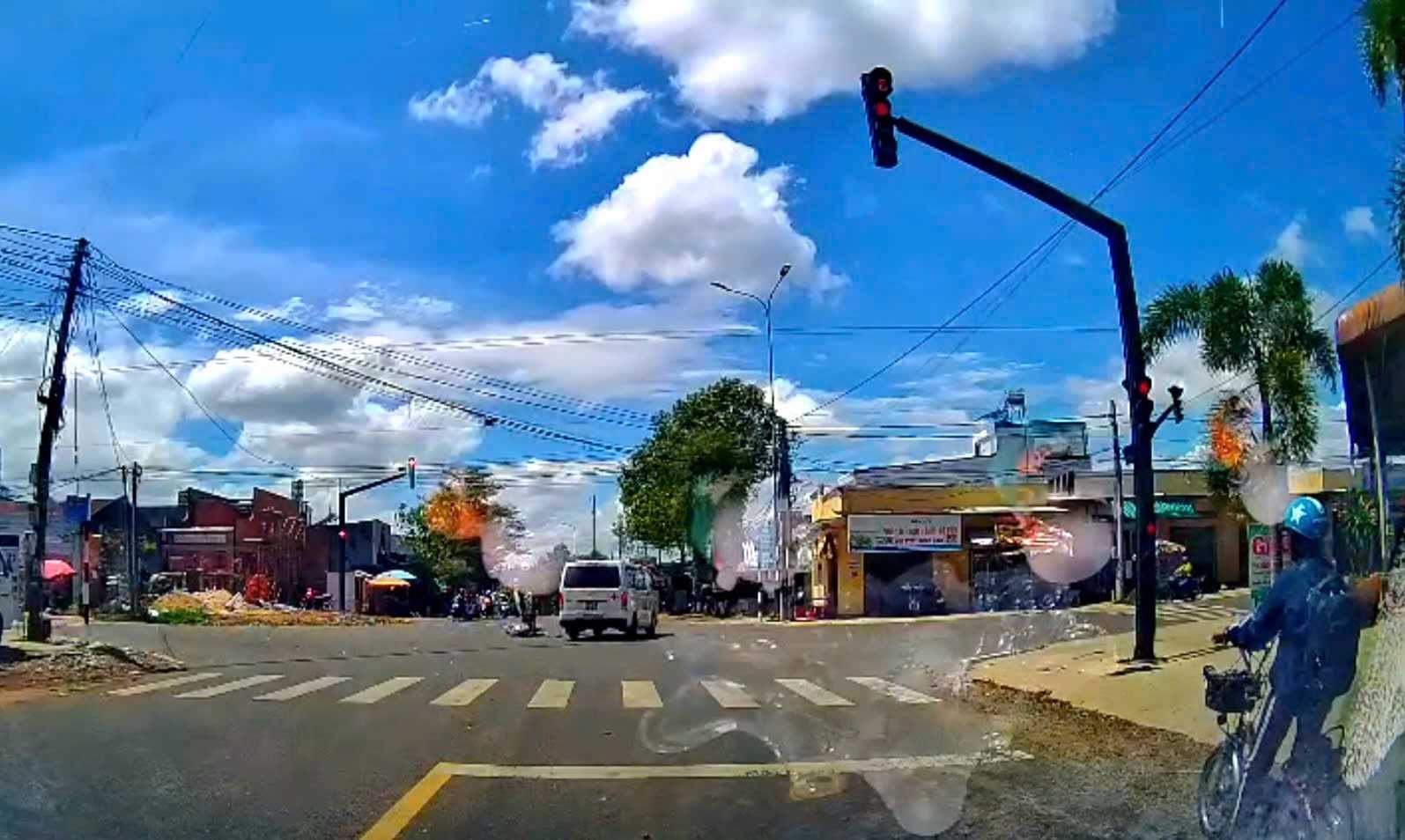 The scene of the traffic accident between an ambulance and a motorbike. Photo: Lam Hong