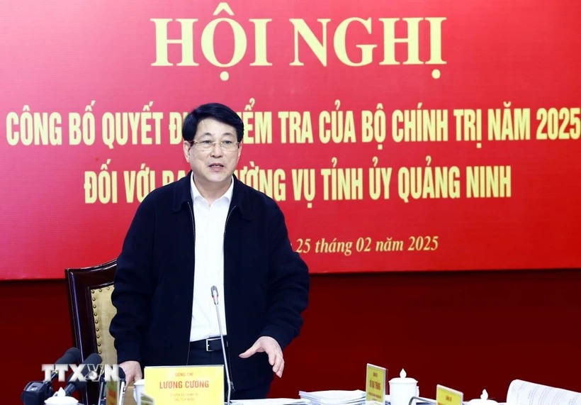 Politburo member and President Luong Cuong gave a speech. Photo: Lam Khanh/VNA